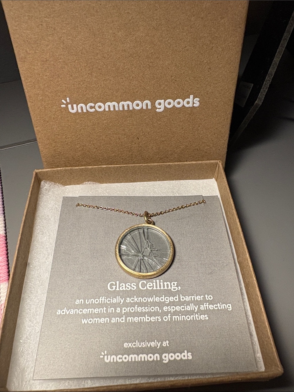 Uncommon Goods "Glass Ceiling" Pendant Necklace - Gold